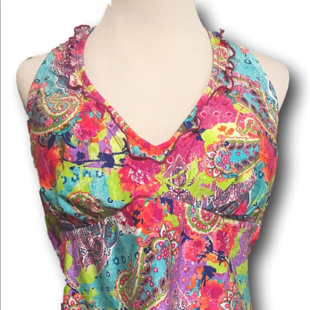 Kenneth Cole Swimsuit Tankini Ruffled Bottom 2X